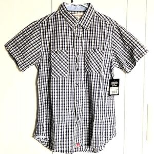 NWT TroyLee Designs Men's Blue Plaid Shortsleeve Casual Work Buttondown Shirt, S